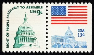 US 1590 & 1623 MNH VF Booklet Se-Tenant Pair