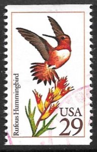 USA 1992 29c Rufus Hummingbird Issue Sc 2645 VFU