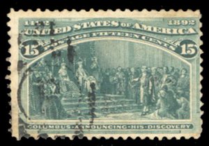 United States, 1893 Columbian Issue #238 Cat$80, 1893 15c dark green, used, t...