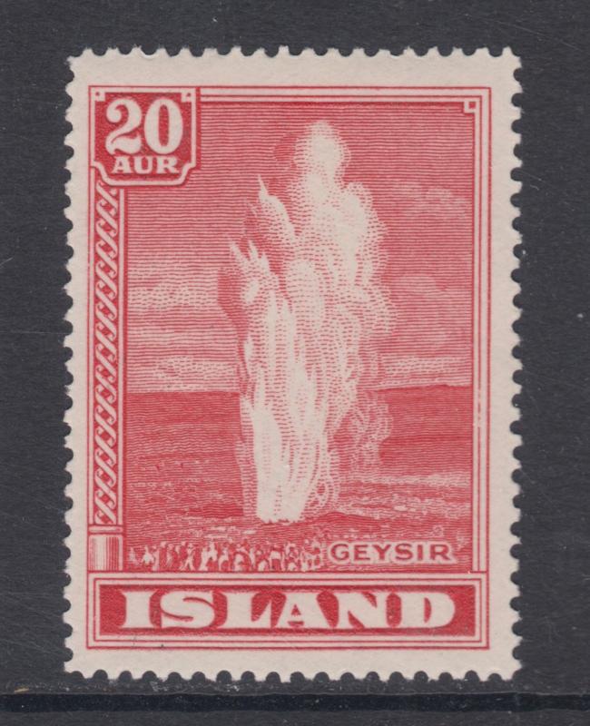 Iceland Sc 204 MLH. 1938 20a rose red Geyser, F-VF