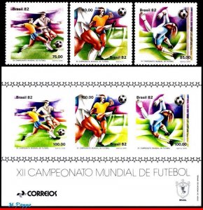 1786-89 BRAZIL 1982 WORLD CUP SPAIN, FIFA, SOCCER FOOTBALL RHM B-50 C-1245-7 MNH