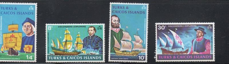 Turks & Caicos Sc 253-56 1972 Early Explorers stamp set mint NH