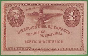 ZA0260 - GUATEMALA - Postal History - STATIONERY CARD - Trains