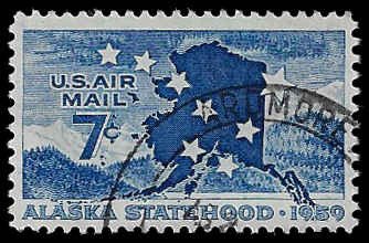U.S. #C53 Used; 7c Alaska Statehood (1959) (2)