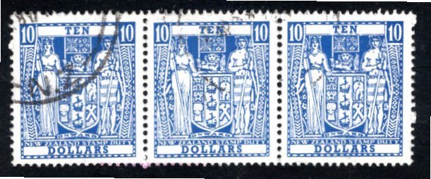 New Zealand #404Da no WM,  Used,  Strip of 3,  VF  CV $27.00  ...   4331110