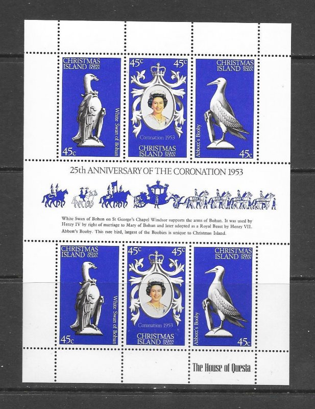 CHRISTMAS ISLAND #87  CORONATION  MNH