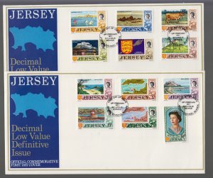 Jersey 1971  First Decimal set of 12 ½p to 9p,  on FDC