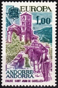 ANDORRA FRENCH 1977 EUROPA: Landscapes. 1F Church, Donkey. Short set, MNH