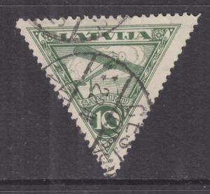 LATVIA, 1931, Air, Triangle, new watermark, perf. 11, 10s. Green, used.