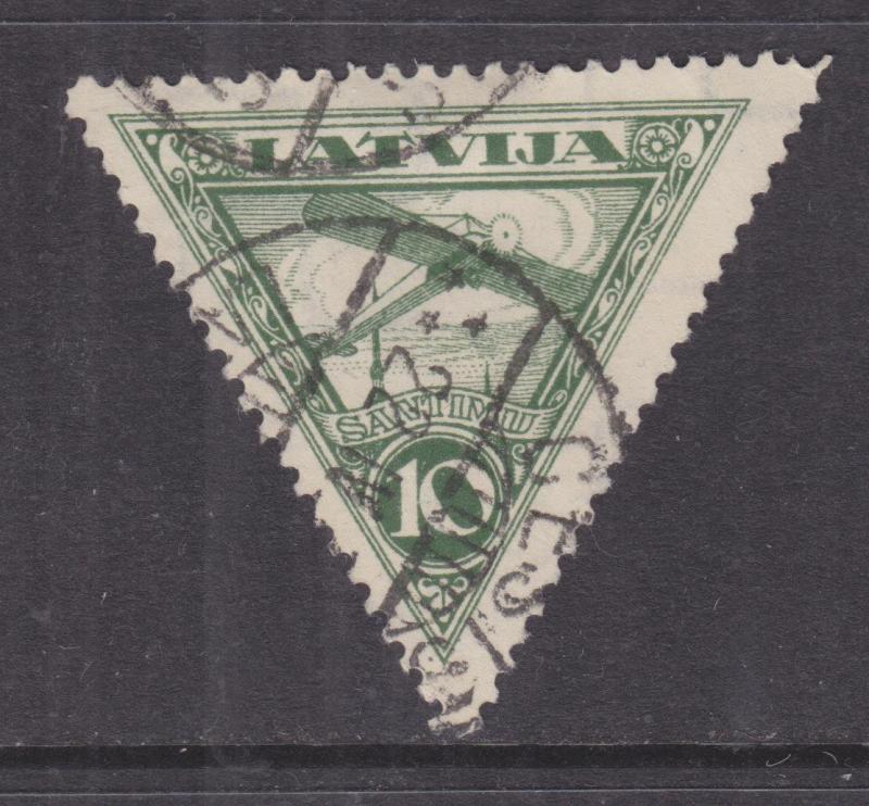 LATVIA, 1931, Air, Triangle, new watermark, perf. 11, 10s. Green, used.