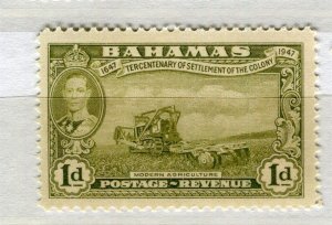 BAHAMAS; 1938 early GVI pictorial issue Mint hinged Shade of 1d. value