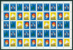 Denmark. 1968 Southslesvig Christmas Sheet MNH Santa, Ship, Flag, Tree, Star.