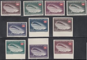 1963 PARAGUAY WINTER OLYMPICS INNSBRUCK, SKI JUMP PERF & IMPERF MNH VF