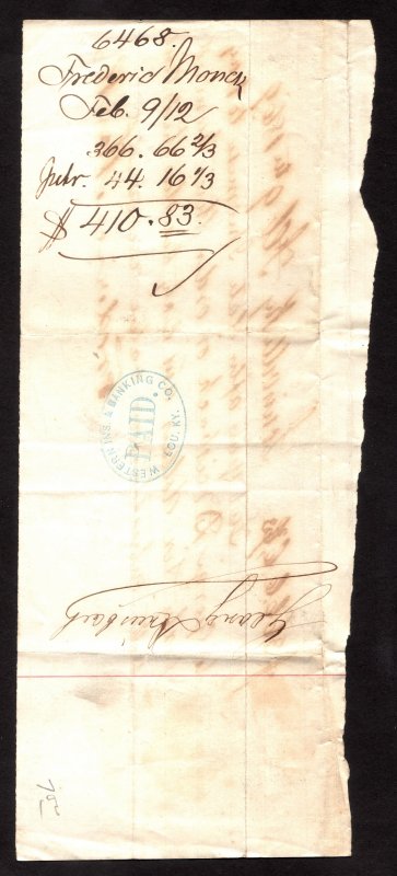 1862, US 5c, Block of 4, Used on a Old Document, Sc R24c