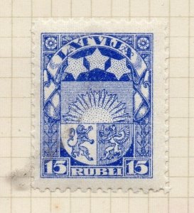 Latvia 1922 Early Issue Fine Mint Hinged 15R. NW-184039