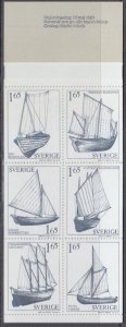 SWEDEN SC #1365a CPL MNH BOOKLET of 6 DIFF - SAILBOATS