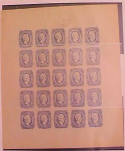 CONFEDERATE #11   SHEET OF 25 MINT NO GUM FACIMILIE