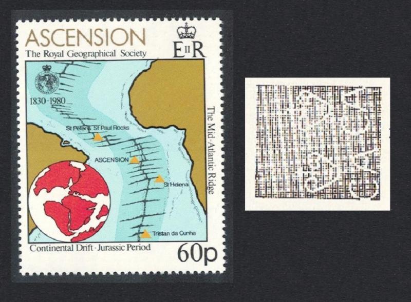 Ascension Royal Geographical Society 60p WATERMARK variety 1980 MNH SG#276w