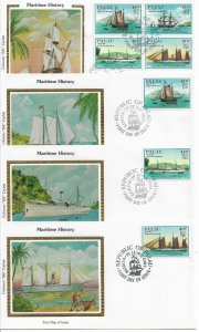 PALAU 1984 Colorano Silk Cachet FDC,Ships,Maritime History,set of 4,VF ! (RN-8)