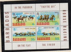 Barbados Sc 315a 1968 Horse Racing stamp sheet mint NH