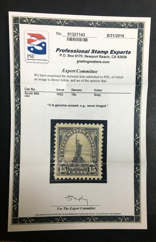 MOMEN US STAMPS #566 MINT OG NH XF JUMBO PSE CERT LOT #91866