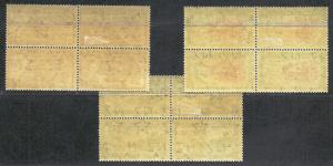 TOKELAU ISLANDS  1948 Very Fine Mint Hinged  Blocks of 4 Stamps Scott#  1-3