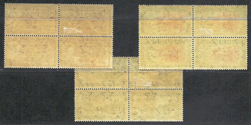 TOKELAU ISLANDS  1948 Very Fine Mint Hinged  Blocks of 4 Stamps Scott#  1-3