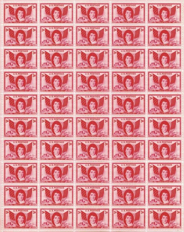 962 Francis Scott Key 50 Sheet MNH-OG Addl free shp 