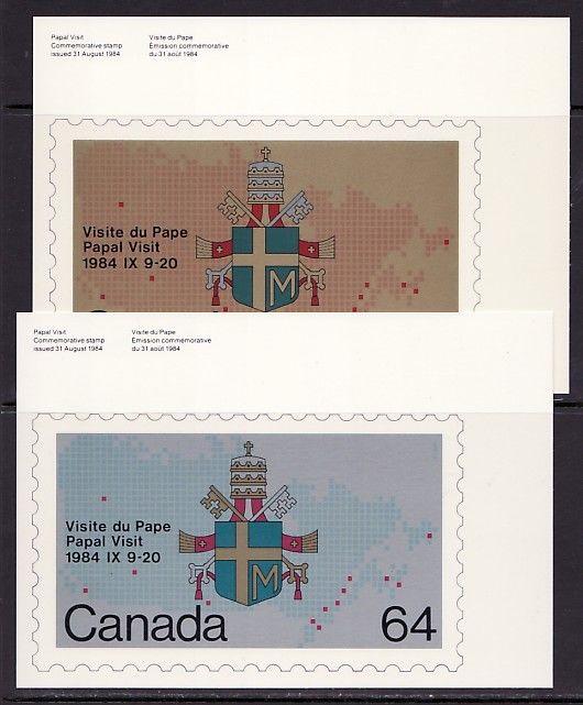 Canada, Scott cat. 1030-1031. Pope John Paul II, Agency Post Cards. ^