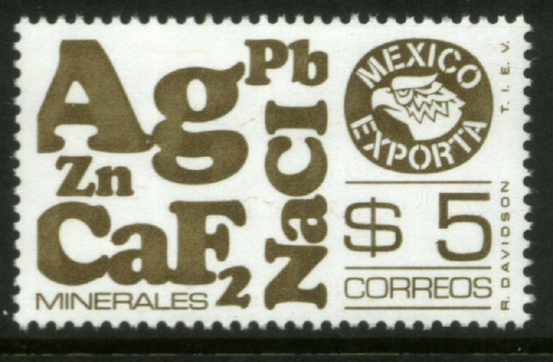 MEXICO Exporta 1120, $5P Minerals 14 Unwmkd Fosfo Paper 5 MNH