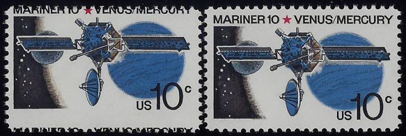 1557 10c Space Misperf Error / EFO Mariner 10 Venus / Mercury Mint NH