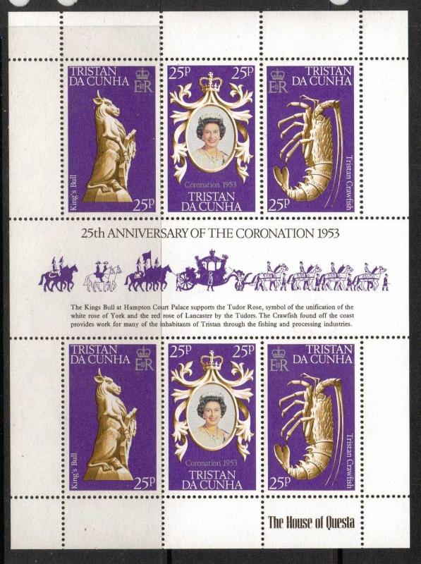 TRISTAN DA CUNHA SG239b 1977 CORONATION SHEETLET MNH