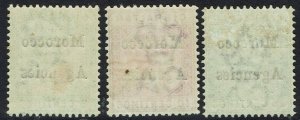 MOROCCO AGENCIES 1899 QV 5C,10C AND 25C 