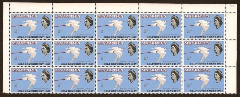 MAURITIUS Sc#302 Block of 15 MINT NEVER HINGED