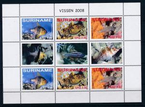 [SUV 1511] Suriname 2008 Marine Life Tropical Fish Miniature Sheet with tab  MNH