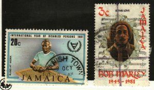 Jamaica #504, 514 used Bob Marley