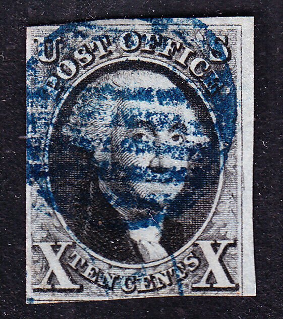 US 2 10c Washington Used w/ Blue Grid Cancel F-VF SCV $975