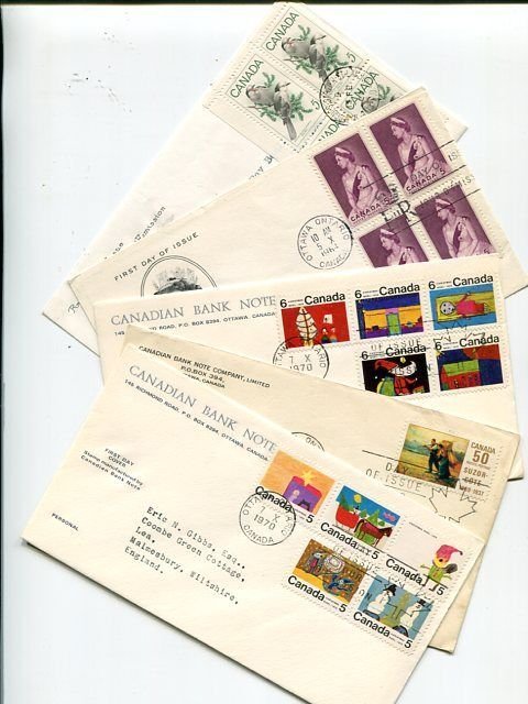 Canada  5 old  First Day covers  VF - Lakeshore Philatelics