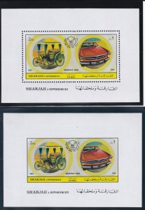 Sharjah # MIBlock80A-B, European Cars, Souvenir Sheets, Mint NH