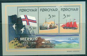 Faroe Is 1990 faroese Flag 50th Anniv. MS MUH