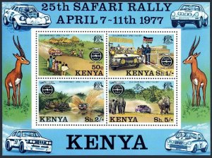 Kenya 79a sheet,MNH.Michel Bl.6. Safari Rally,1977.Elephants. 