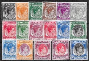 MALAYA MALACCA SG3/14 1949-52 DEFINITIVE SET TO 50c MNH (p)