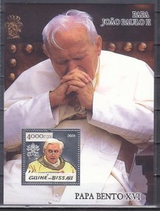 Guinea Bissau, 2005 issue. Pope Benedict, SILVER FOIL s/sheet.