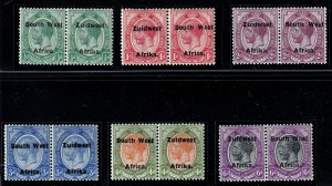 South West Africa - 1924   Ovpt.Setting VI -M-LH-NH Pairs # 29-34