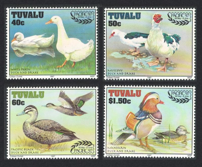 Tuvalu Ducks Birds 'Pacific 97' Stamp Exhibition 4v 1997 MNH SG#782-785