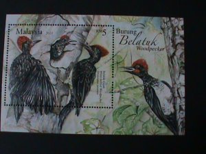 ​MALAYSIA-2002-SC#888-TROPICAL LOVELY BEAUTIFUL BIRDS  MNH -S/S-VF-LAST ONE