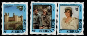 Sierra Leone Scott 531-533 MNH** 1982  Charles and Dianne stamp set