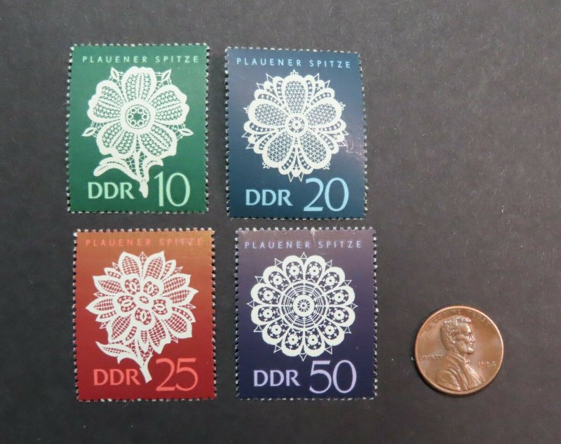 HuskyStamps ~ Germany DDR #837-840, set of 4, MNH, Lace,  6 pictures