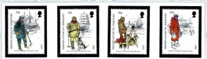 Brit Ant Terr 259-62 MNH 1998 Anarctic Clothing through the ages
