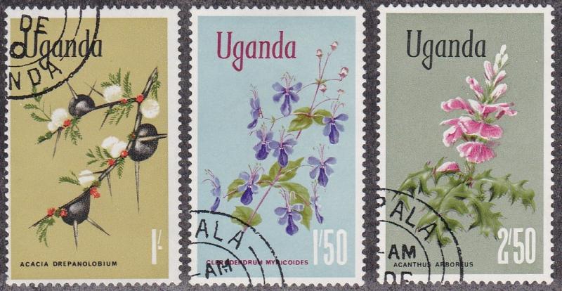 Uganda # 124-126, Flowers, Used